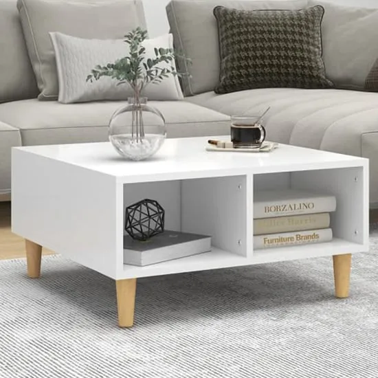Riye Coffee Table with 2 Shelves - White, Wood
