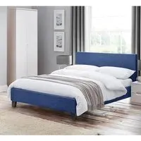Riyeko King Size Bed Frame - Dark Blue, Linen