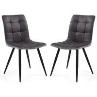Rizhao Dining Chairs with Black Legs - Dark Grey, Fabric