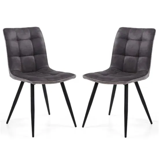 Rizhao Dining Chairs with Black Legs - Dark Grey, Fabric image
