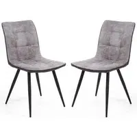 Rizhao Dining Chairs with Black Legs - Light Grey, Fabric
