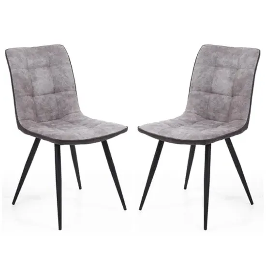 Rizhao Dining Chairs with Black Legs - Light Grey, Fabric