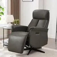Roanoke Electric Reclining Chair with USB Ports - Ash, Leather