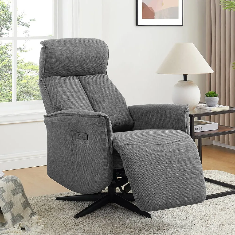 Roanoke Electric Reclining Chair with USB Ports - Charcoal image