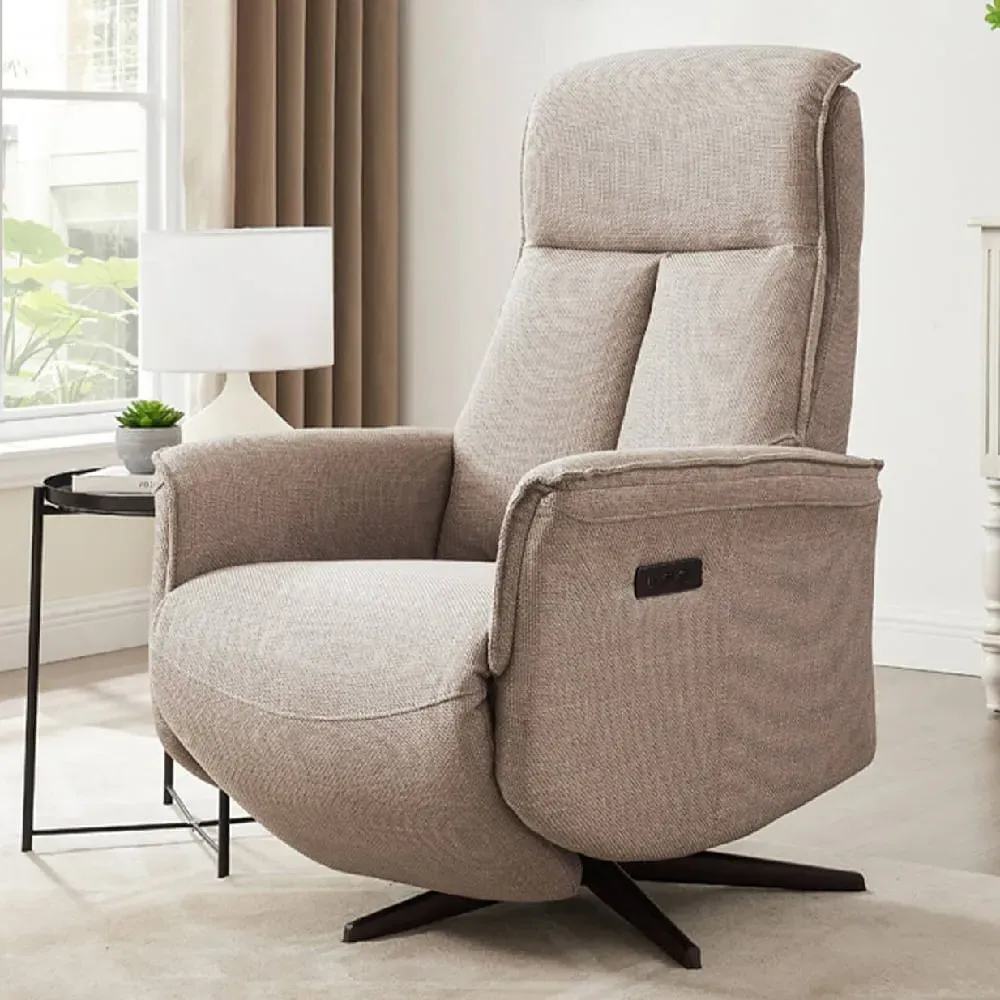 Roanoke Electric Reclining Chair with USB Ports - Mushroom