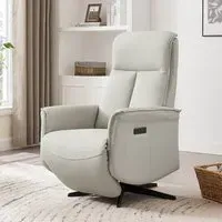 Roanoke Electric Reclining Chair with USB Ports - Stone, Leather