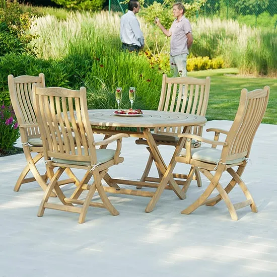 Robalt 1300mm Dining Table with 4 Folding Chairs - Natural image