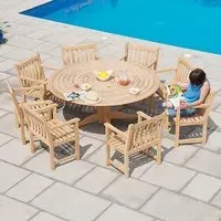 Robalt 1750mm Dining Table with 8 Chairs - Natural, Timber