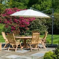 Robalt 6-Seater Dining Set with Parasol - Natural, Wood