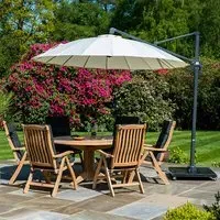 Robalt 6-Seater Dining Set with Parasol - Natural, Wood