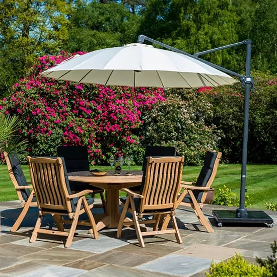 Robalt 6-Seater Dining Set with Parasol - Natural, Wood