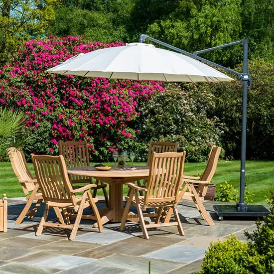Robalt 6-Seater Dining Set with Parasol - Natural, Wood