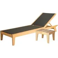 Robalt Adjustable Sun Bed with Side Table - Natural, Wood