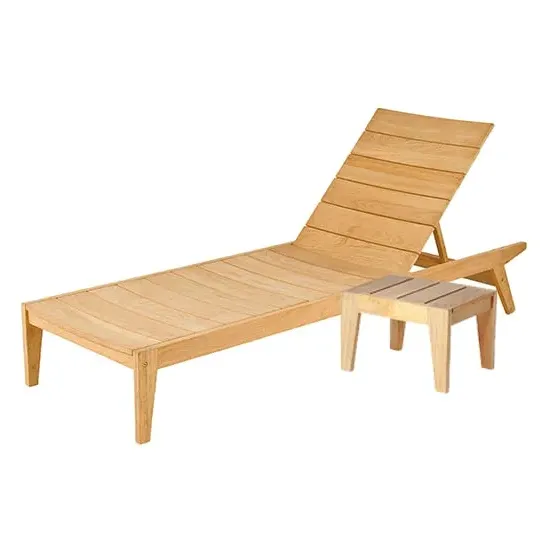 Robalt Adjustable Sun Bed with Side Table - Natural, Wood