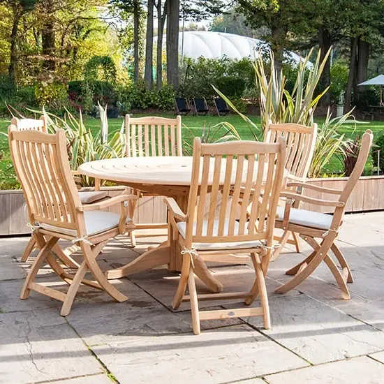 Robalt Dining Table with 6 Folding Chairs - Natural, Timber