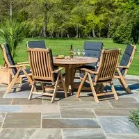 Robalt Dining Table with 6 Recliner Chairs - Natural, Timber