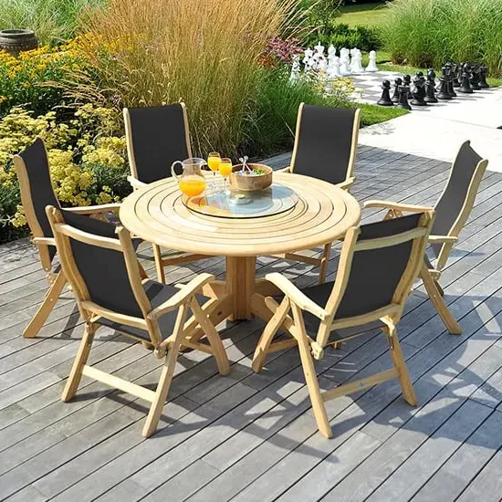 Robalt Dining Table with 6 Sling Chairs - Natural, Timber image