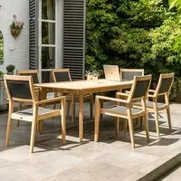 Robalt Extending Dining Table with 6 Armchairs - Natural, Timber