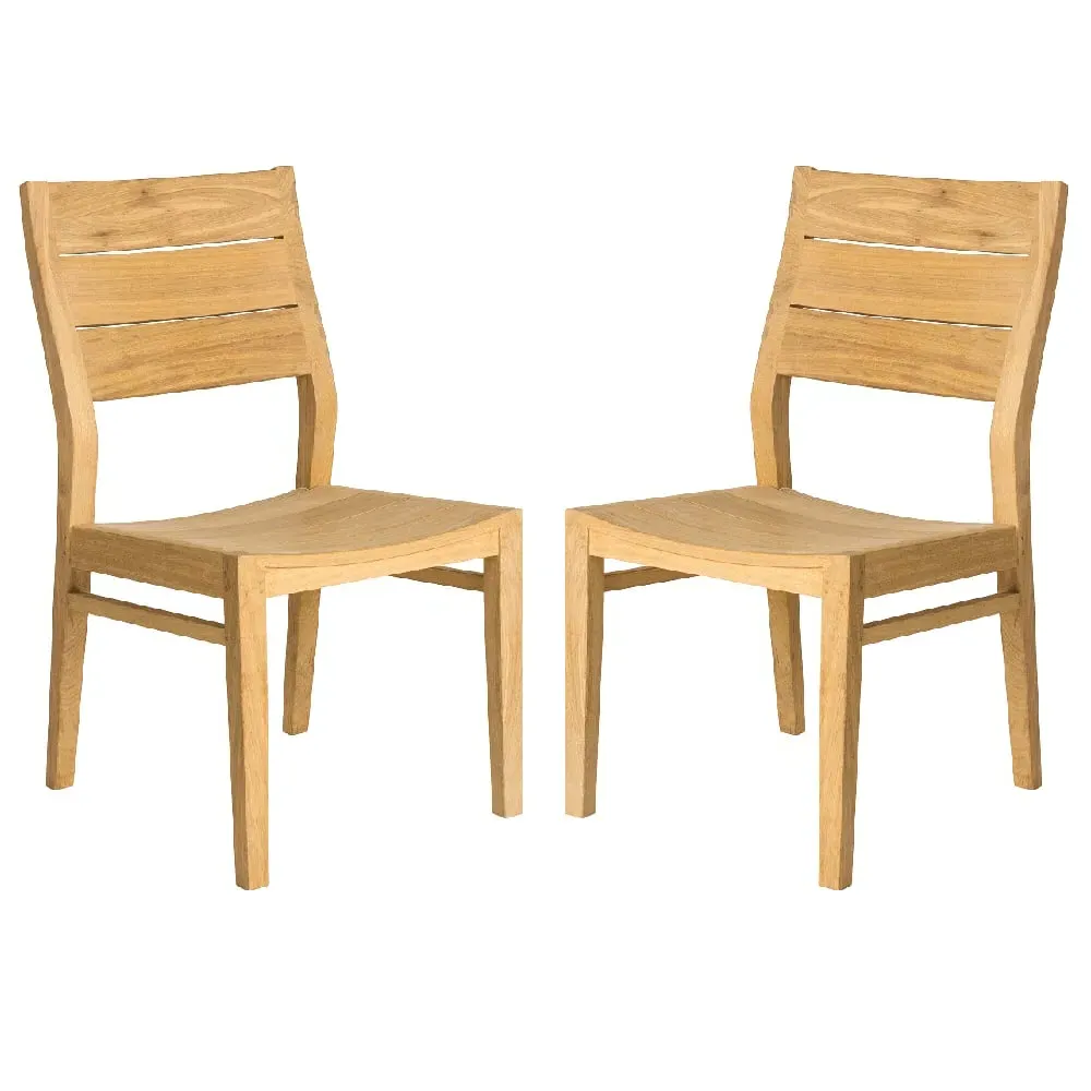 Robalt Garden Side Chairs Pair - Natural Wood image