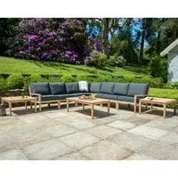 Robalt Outdoor Lounger Set with Coffee Table - Oak, Grey