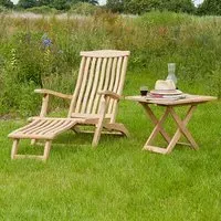 Robalt Wooden Relaxing Chair with Side Table - Natural
