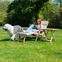 Robalt Wooden Steamer Chair with Side Table - Natural