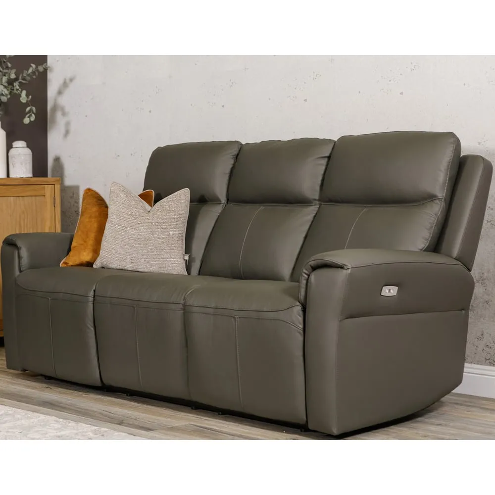 Rochester 3-Seater Electric Recliner Sofa - Ash, Leather