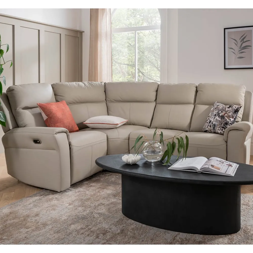 Rochester L-Shaped Electric Recliner Sofa - Stone, Leather