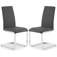 Rocio Cantilever Dining Chairs in Pair - Slate Grey, Linen alternate view