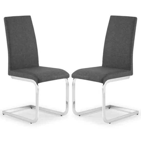 Rocio Cantilever Dining Chairs in Pair - Slate Grey, Linen product