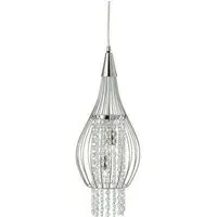 Rocket Cage Ceiling Pendant with Crystal Buttons - Chrome