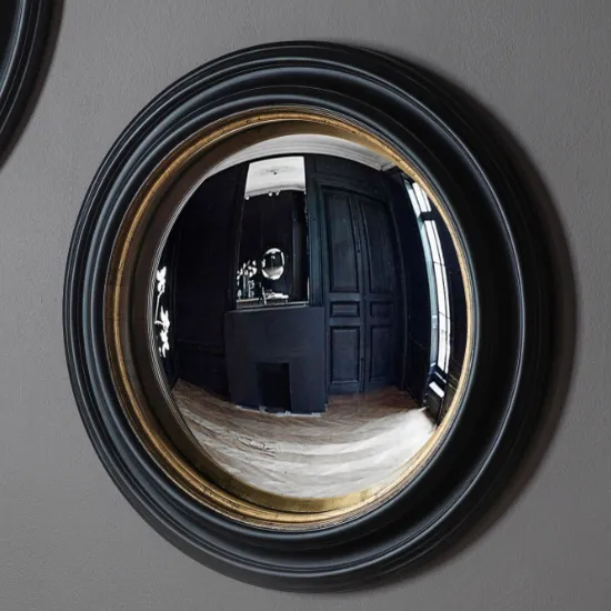 Rockford Small Round Convex Wall Mirror - Black, Gold product