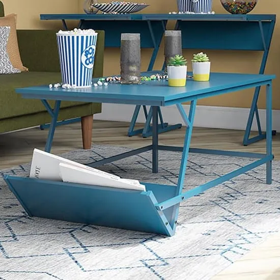 Rockingham Coffee Table with Magazine Rack - Blue, Wood