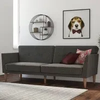 Rockingham Sofa Bed with Wooden Legs - Grey, Fabric