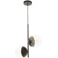 Rocklin 2-Light Pendant Light - Clear Glass, Black Metal