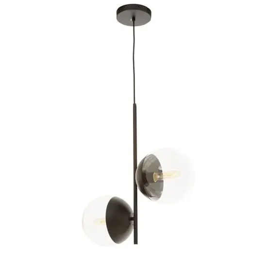 Rocklin 2-Light Pendant Light - Clear Glass, Black Metal