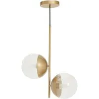 Rocklin 2-Light Pendant Light - Clear Glass, Gold Metal