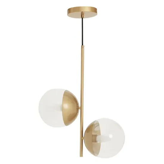 Rocklin 2-Light Pendant Light - Clear Glass, Gold Metal