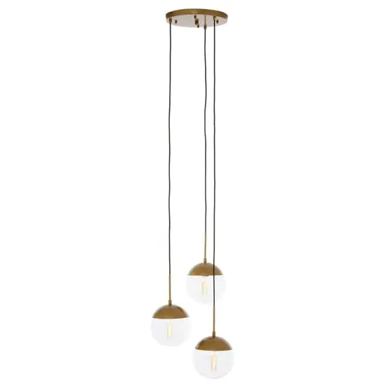 Rocklin 3-Light Pendant Light - Clear Glass, Gold Metal