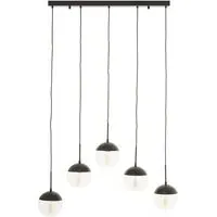 Rocklin 5-Light Cluster Pendant Light - Clear Glass, Black Metal