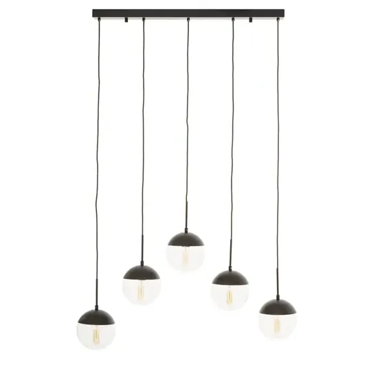 Rocklin 5-Light Cluster Pendant Light - Clear Glass, Black Metal