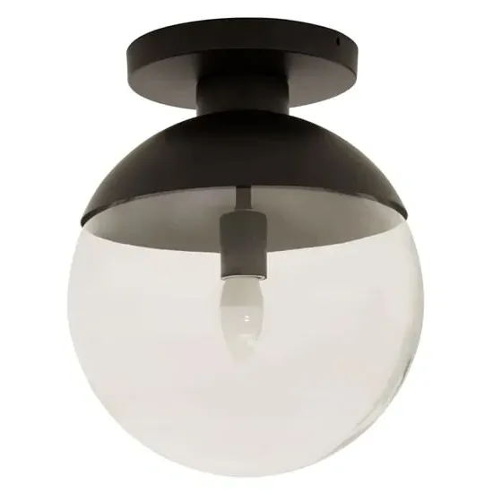 Rocklin Globe Ceiling Light - Clear Glass, Black Metal image