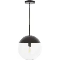 Rocklin Round Pendant Light - Clear Glass, Black Metal