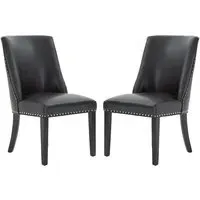Rodik Dining Chairs Pair with Bull Ring Detail - Black