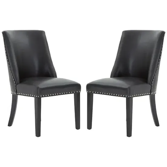 Rodik Dining Chairs Pair with Bull Ring Detail - Black image