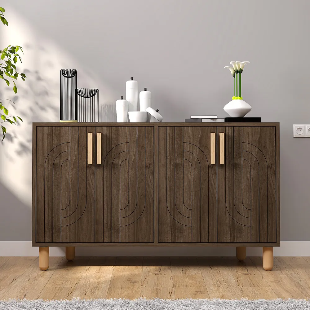 Rodney 4-Door Sideboard - Walnut, Melamine Particle Board product