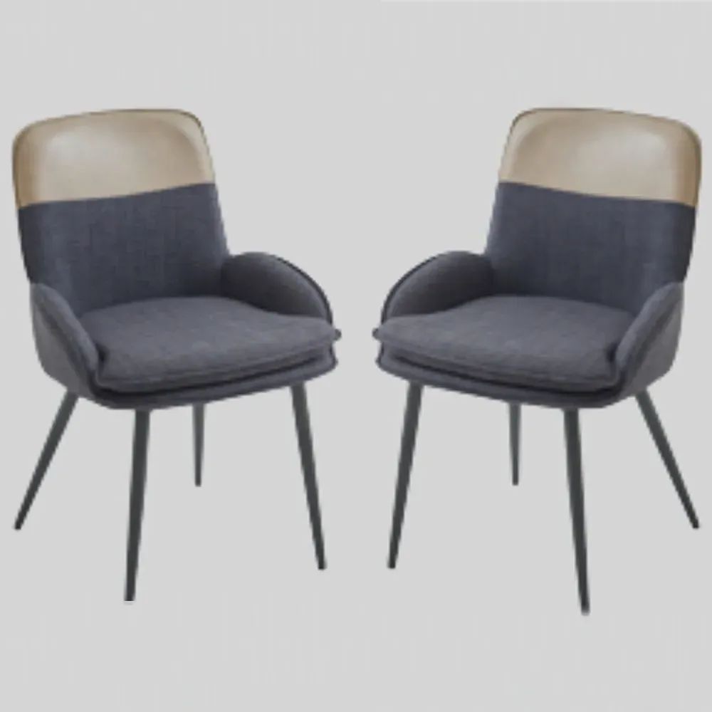 Rolla Dining Chairs Pair - Dark Grey & Beige, Fabric product