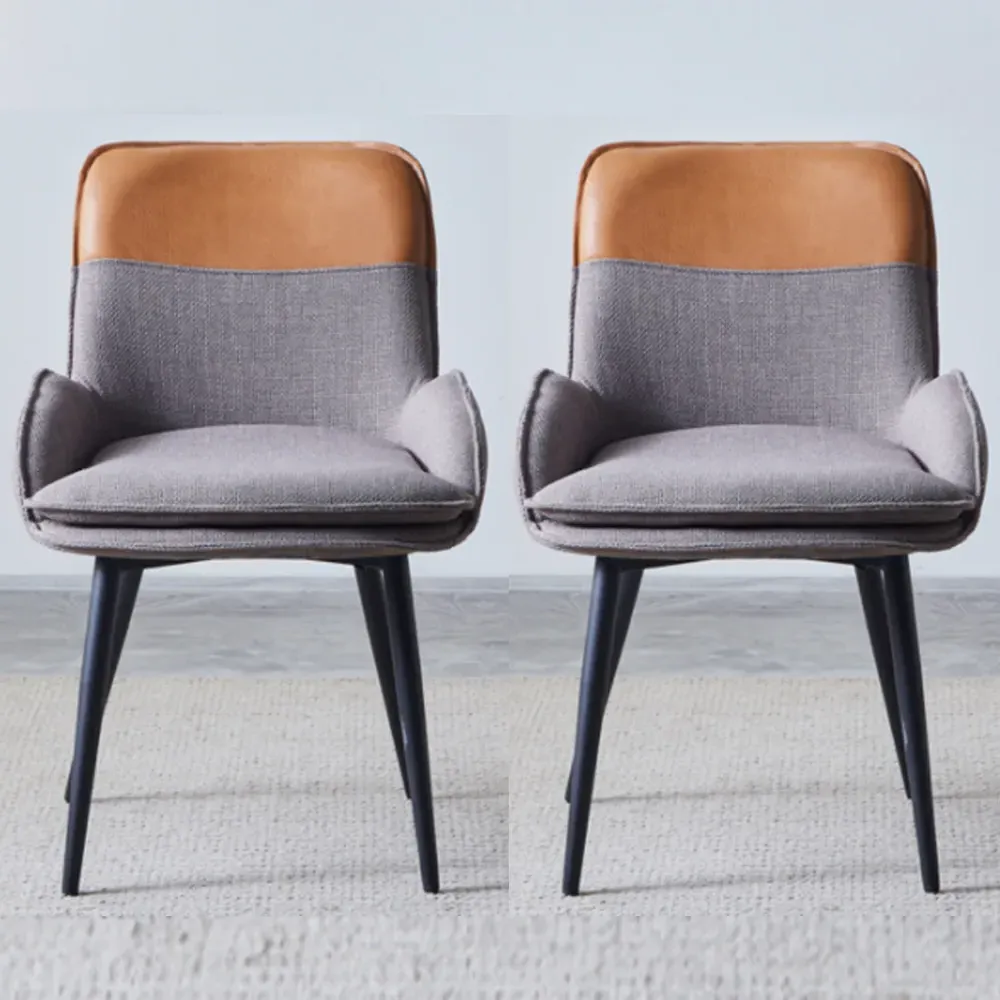 Rolla Dining Chairs Pair - Light Grey & Tan, Fabric product