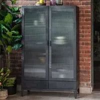 Rolla Metal Display Cabinet with 2 Doors 2 Drawers - Dark Grey