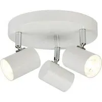 Rollo 3-Light Spotlight Plate with Cylinder Head - White, Chrome
